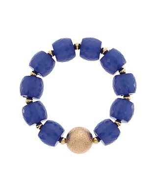 BALL ACCENT DIA CUT ACRYLIC BEAD BRACELET - ROYAL BLUE /GOLD