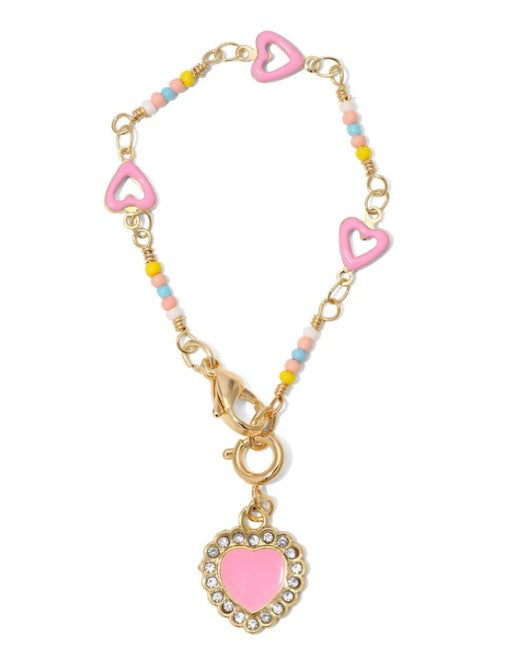 TUMBLER CHAIN & CHARM - SEED BEAD PINK HEART
