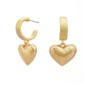 HAMMERED HEART DANGLE EARRINGS