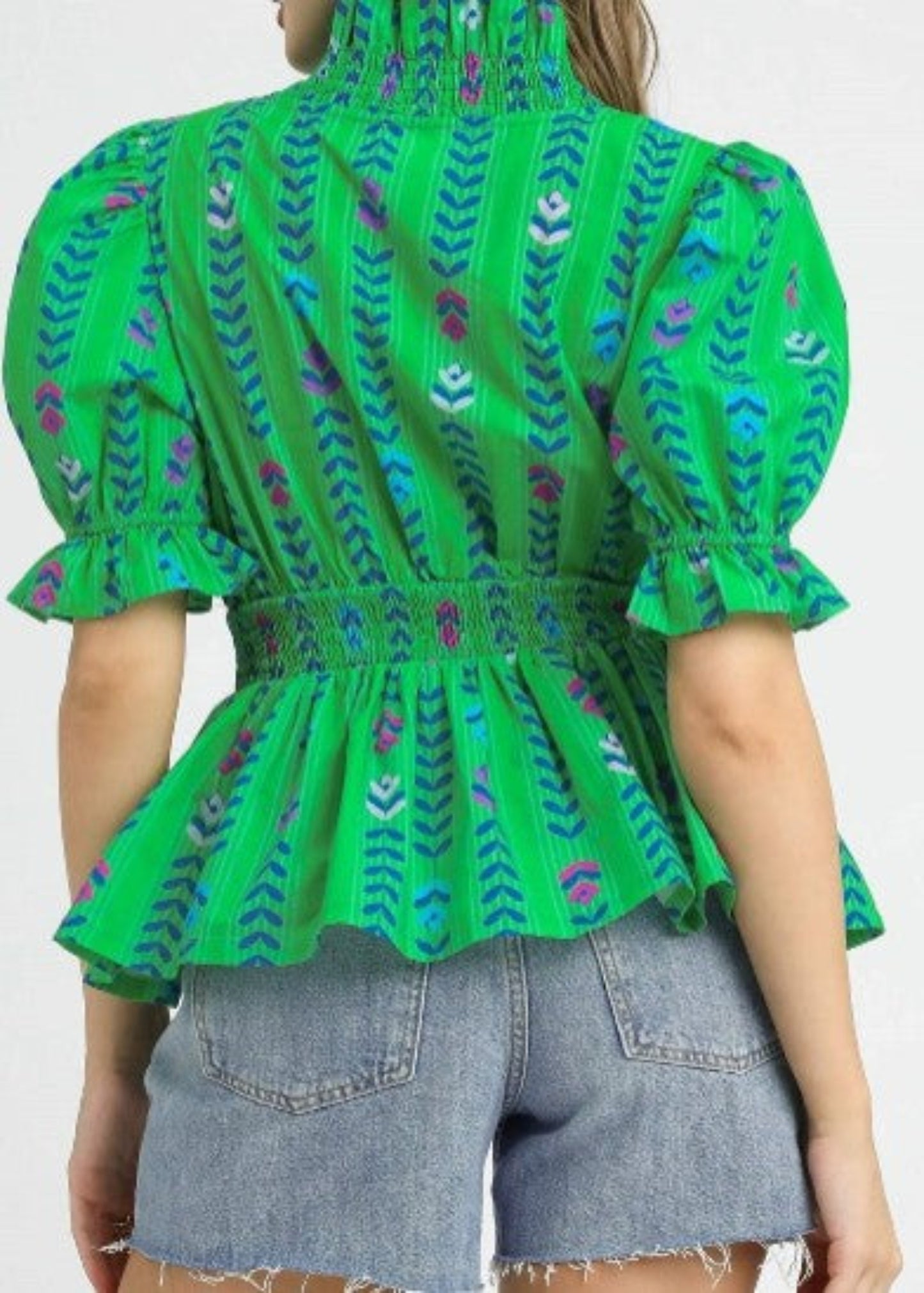 MEREDITH TOP - GREEN MIX