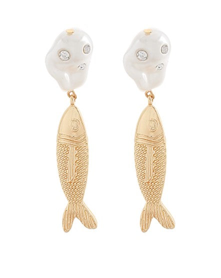 BAROQUE PEARL AND FISH EARRINGS