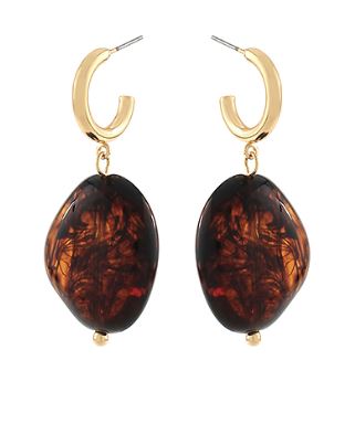DARK BROWN AND GOLD DANGLE EARRINGS
