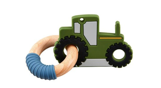 GREEN TRACTOR SILICONE TEETHER