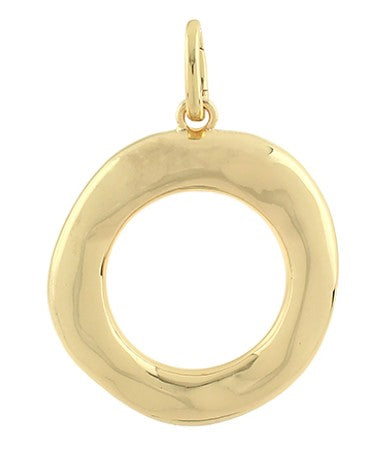 ORGANIC ROUND METAL PENDANT CHARM - GOLD