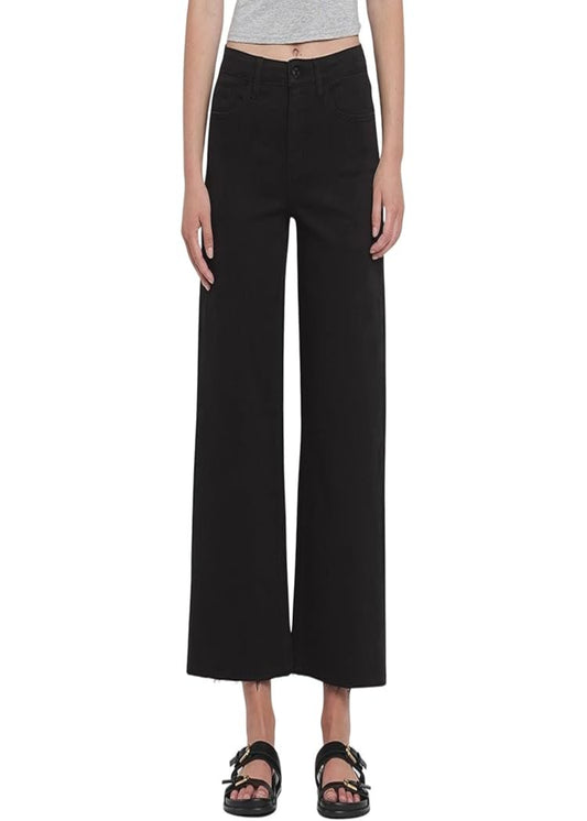 HIGH RISE CROP SLIM WIDE - BLACK