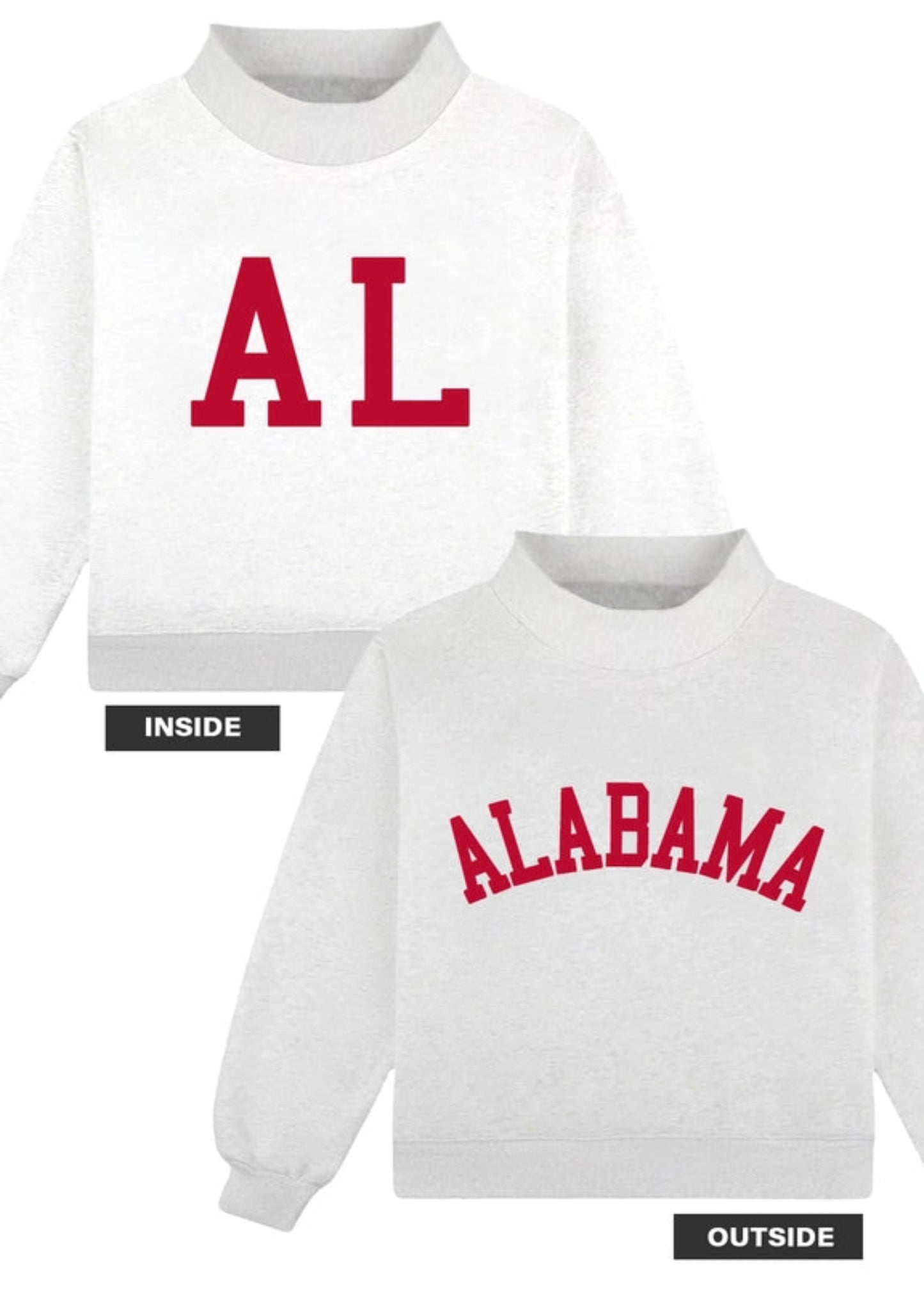 ALABAMA & AL PRINT REVERSIBLE MOCK NECK SWEATSHIRT - HEATHER GREY