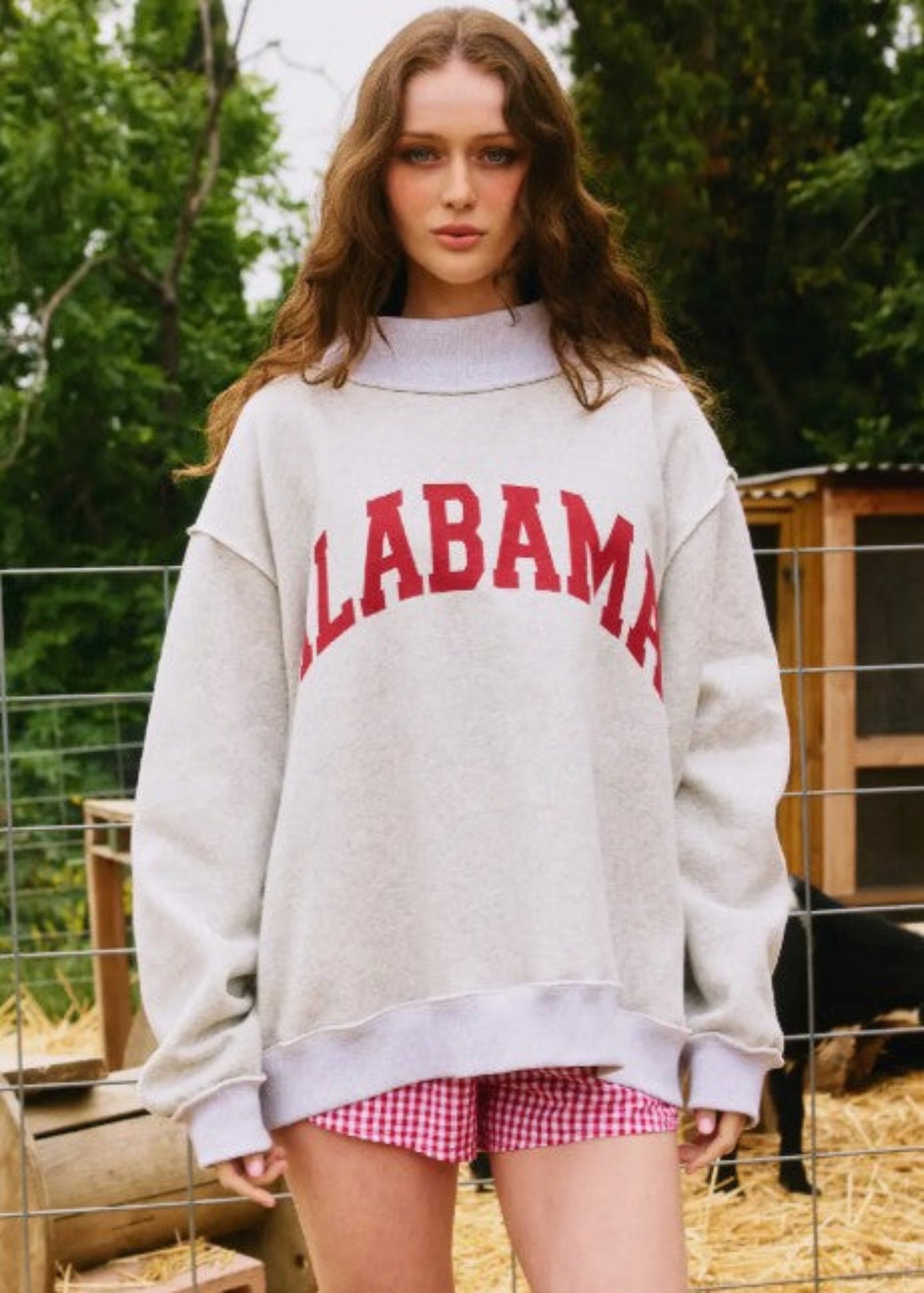 ALABAMA & AL PRINT REVERSIBLE MOCK NECK SWEATSHIRT - HEATHER GREY