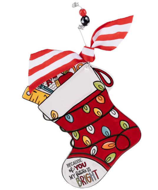 FUTURE BRIGHT TEACHER STOCKING FLAT ORNAMENT