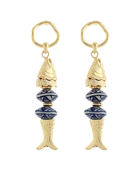 FISH BEADED CERAMIC EARRINGS