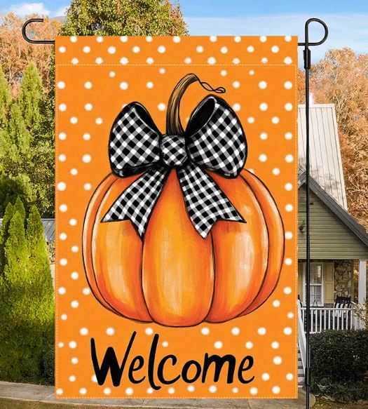 THANKSGIVING AUTUMN WELCOME PUMPKIN GARDEN FLAG