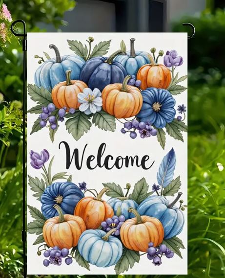 1pc Tranquil Fall Harvest Welcome Sign Garden Banner