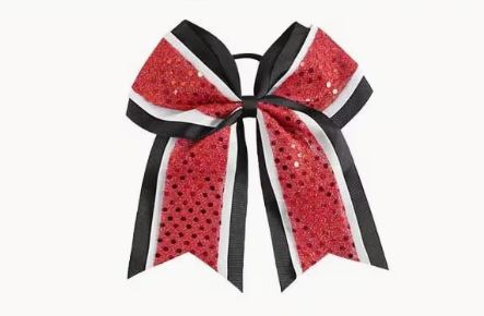 SPARKLE CHEER BOWS - RED AND BLACK