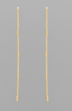 GOLD STRAND DANGLING EARRINGS - GOLD