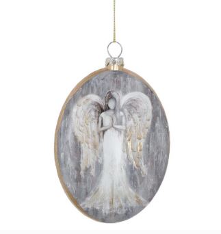 RUSTIC ANGEL ORNAMENT - OVAL SHAPE