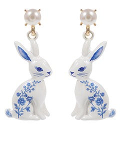 BUNNY EARRINGS - BLUE/WHITE