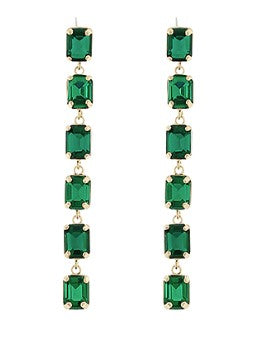 HANGING STUD EARRINGS - EMERALD/GOLD