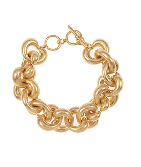 CHUNKY MIXED CHAIN BRACELET - GOLD