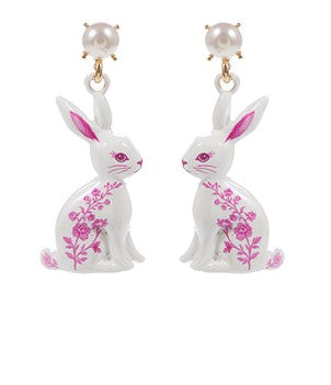 BUNNY EARRINGS - PINK/WHITE