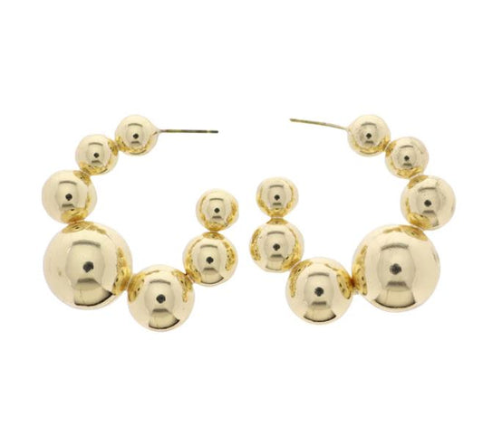 GOLD MULTI SIZED BUBBLE HOOP EARRINGS