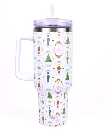 NUTCRACKER WALTZ TUMBLER WHITE/MULTI 40 OZ