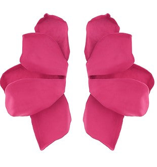 COLOR COATED HALF FLOWER EARRINGS- FUCHSIA