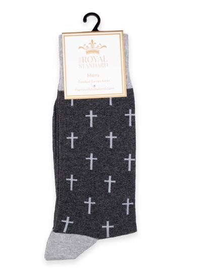 MENS WALK WITH GOD SOCKS GRAY ONE SIZE