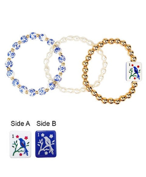 MAHJONG BRACELET SET - BLUE BIRD