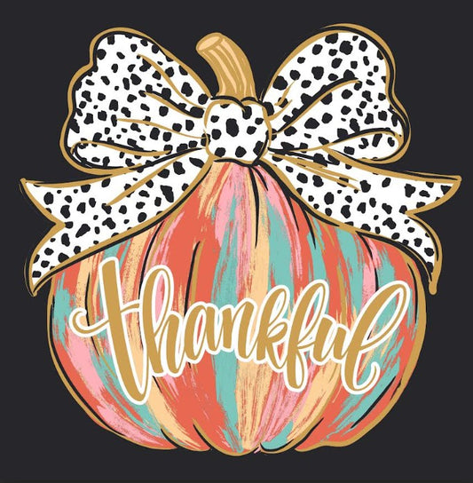 SOFT THANKFUL PAINTED PUMPKIN FRONT PRINT - BLACK