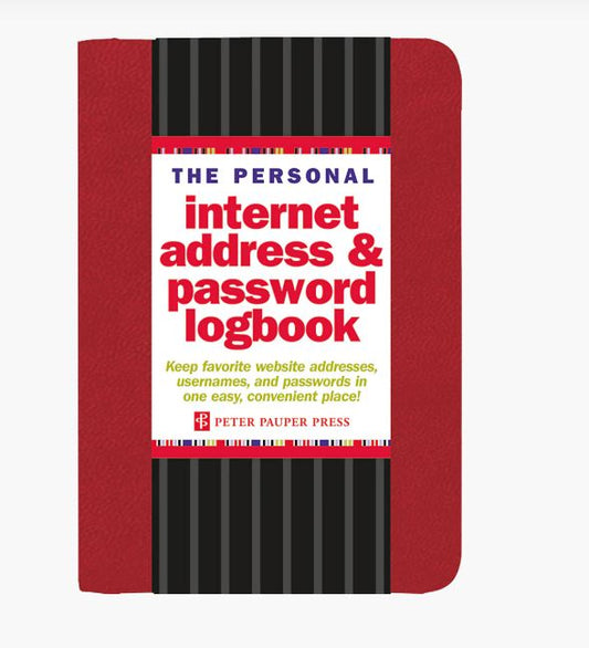 INTERNET ADDRESS & PASSWORD LOGBOOK - RED