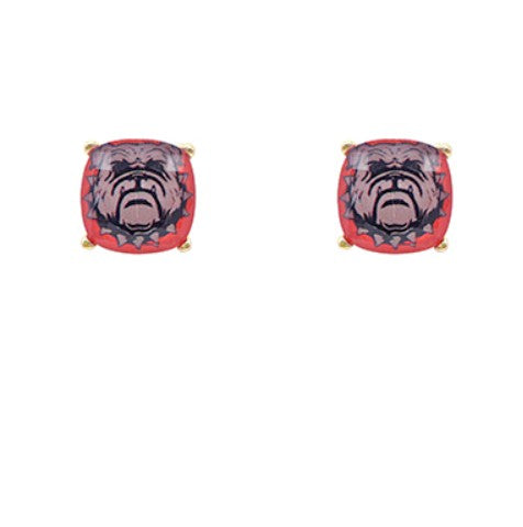 BULLDOG EARRINGS - RED AND GOLD