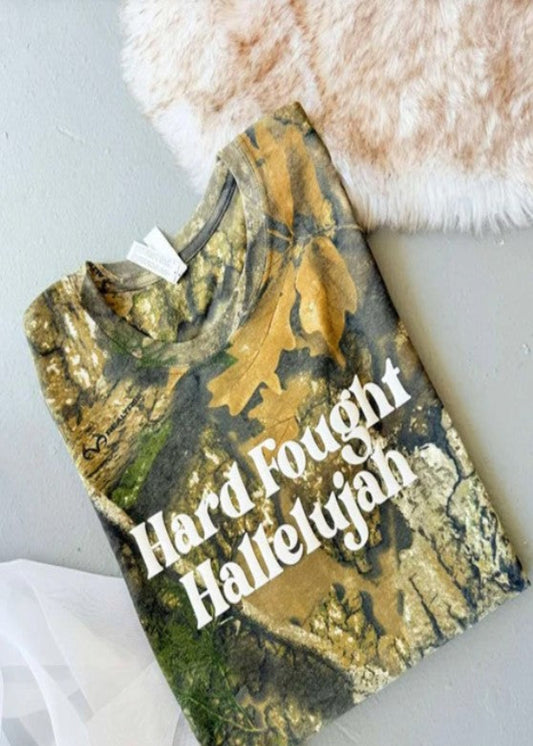 HARD FOUGHT HALLELUJAH CAMO PUFF GRAPHIC TEE
