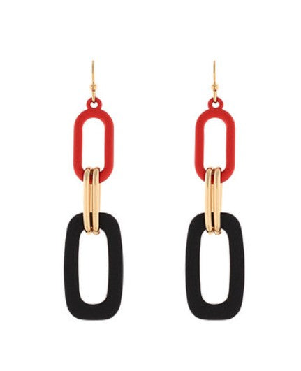 GAME DAY OVAL EARRINGS - RED AND BLACK