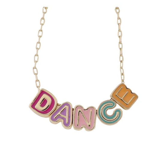 KIDS GOLD PAPERLINK CHAIN NECKLACE WITH MULTI 'DANCE'