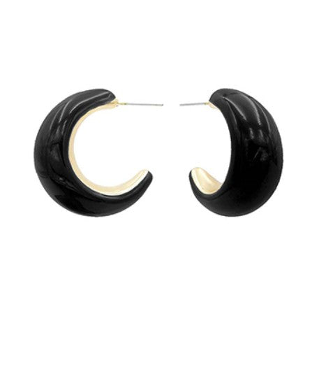 COLOR COATED CRESCENT HOOPS - BLACK