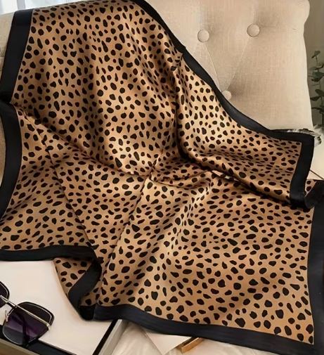 WOMENS BOHEMIAN BROWN LEOPARD PRINT SCARF