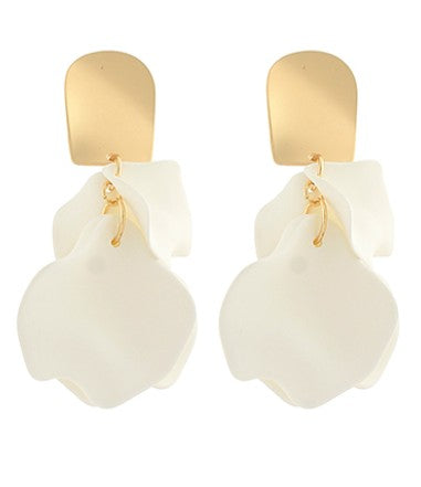 COLOR COATING PETAL EARRINGS - WHITE/GOLD