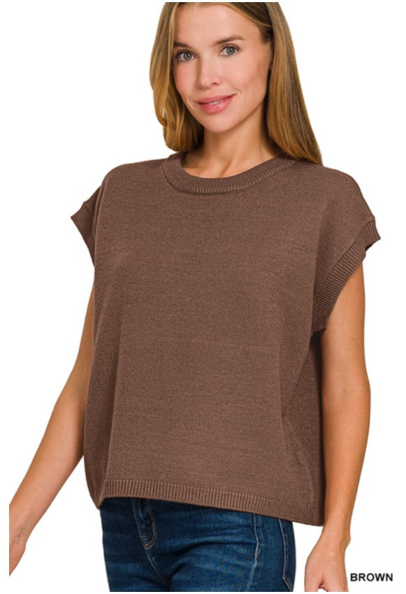 VICOSE SWEATER VEST - BROWN