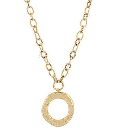VINTAGE GOLD CIRCLE PENDANT NECKLACE