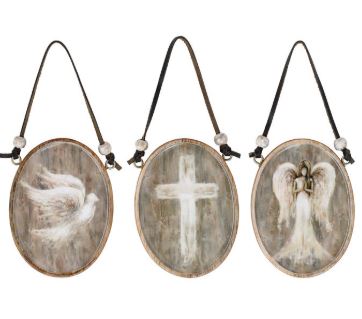 RELIGIOUS MANGO WOOD ORNAMENTS