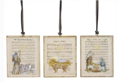 JOYFUL MELODY MANGO WOOD ORNAMENTS