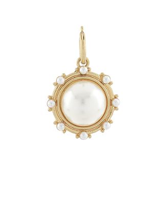 DOME SHAPE PEARL ROUND CHARM - GOLD