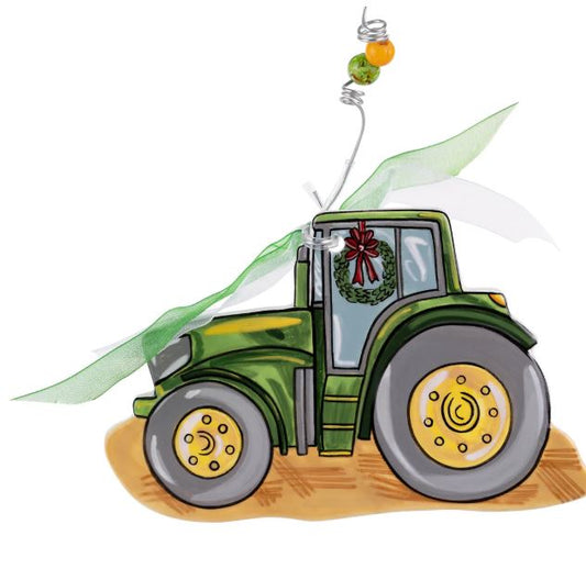 FLAT GREEN TRACTOR ORNAMENT