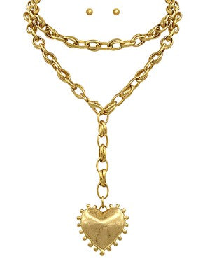 VINTAGE HEART NECKLACE - VINTAGE GOLD