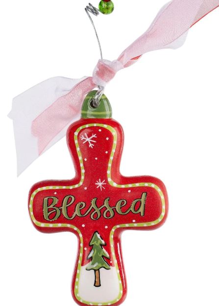 BLESSED CHRISTMAS TREE CROSS ORNAMENT