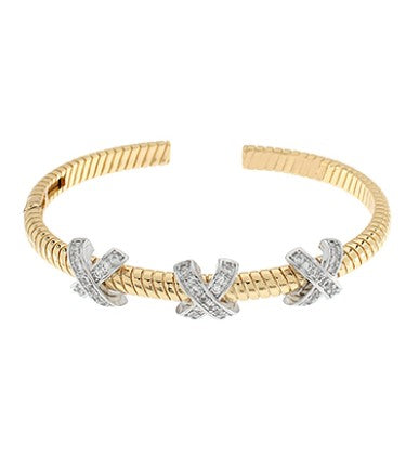 RHODIUM AND GOLD BRAIDED BRACELET