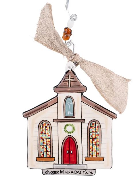 LET US ADORE HIM CHURCH FLAT ORNAMENT