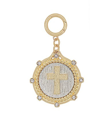 CROSS PENDANT CHARM - TWO-TONED