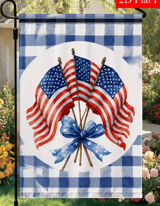 GARDEN FLAG - CROSSED USA FLAGS
