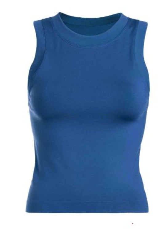 SMOOTH THICK BANDED TANK- DARK BLUE : ONE SIZE