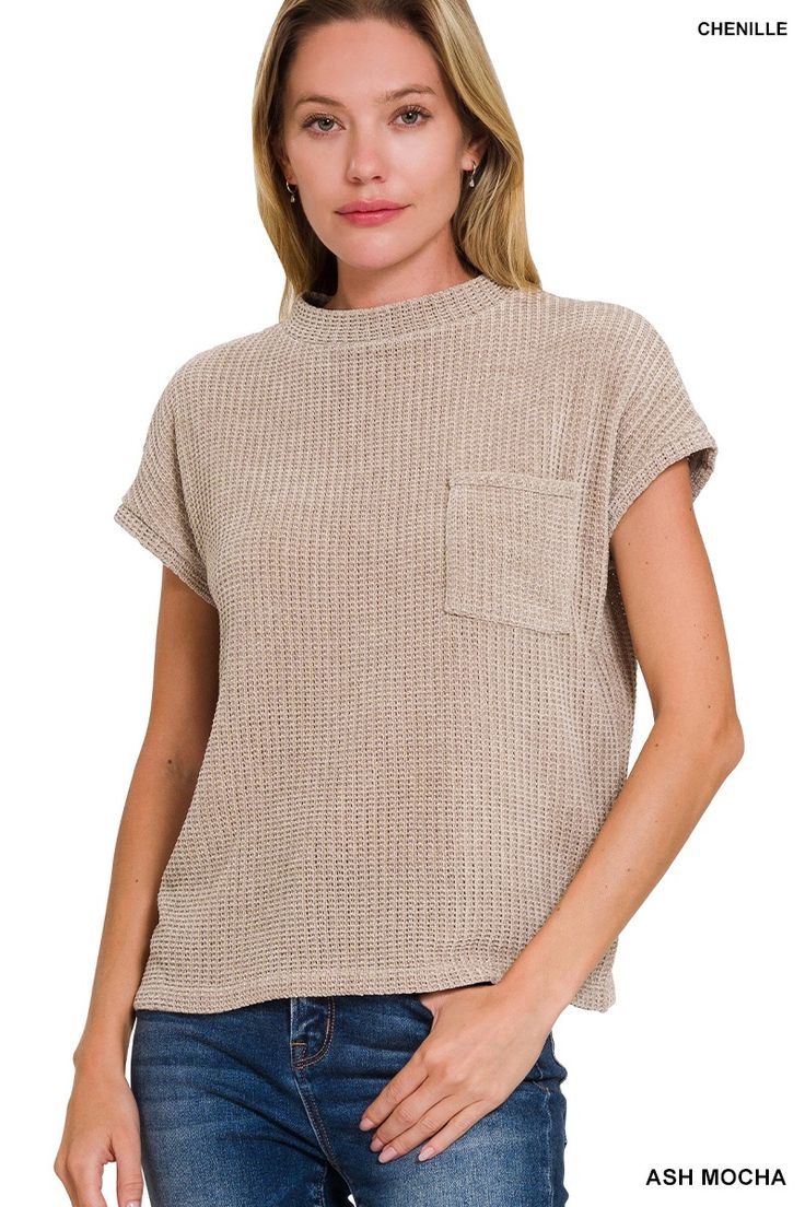 KATHERINE WAFFLE TOP-ASH MOCHA